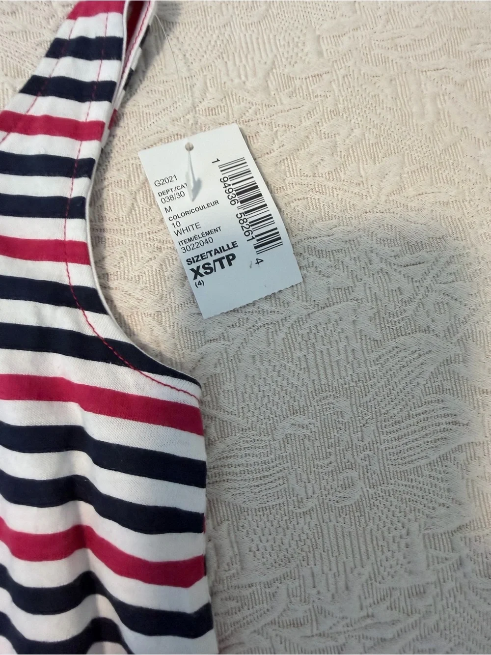 The Children's Place Navy and White Striped Romper with Red Sequin Star